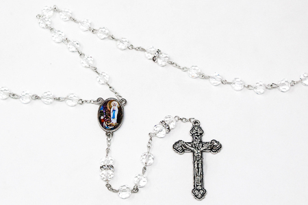 Silver Plated  Crystal Rosary Beads.