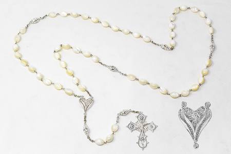 Sterling Silver Mother of Pearl Rosary.