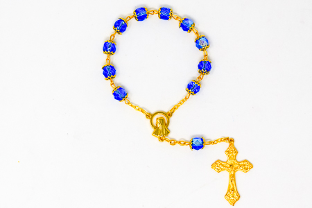 Blue Virgin Mary Single Decade Rosary.