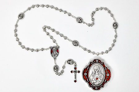 Metal Immaculate Heart of Mary Rosary.